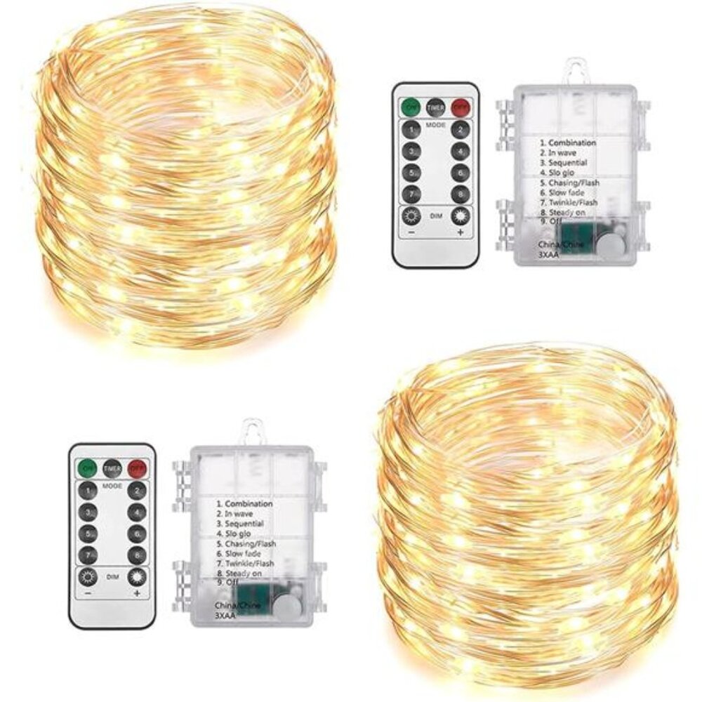 Battery Operated Fairy String Lights 200 LED Twinkle Lights 33FT Outdoor Decor
